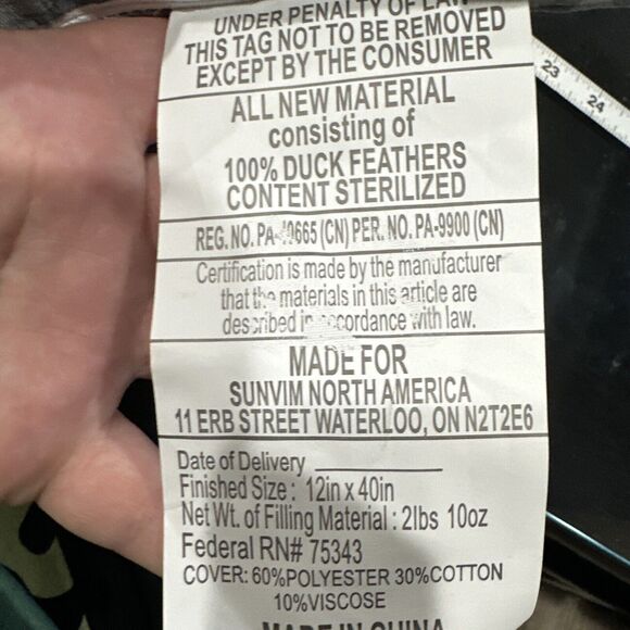 Cupcakes and Cashmere Gray Plaid Hocus LocusThrow Pillow 12” X 41” Feathers - Picture 3 of 5